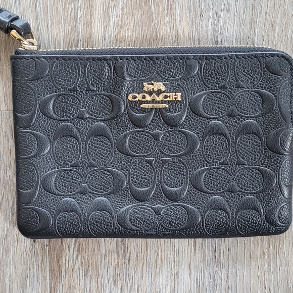 Coach Black Embossed Leather Wristlet - Picture 3 of 8
